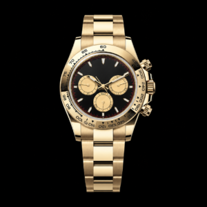 Yellow Gold Black Dial Luxury Chronograph Watch 18K Gold