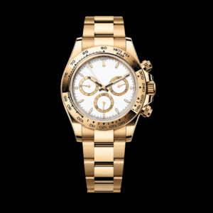 Yellow Gold White Dial Luxury Chronograph Watch 18K Gold