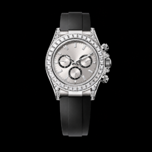 Luxury Chronograph Watch White Gold Steel Diamond Dial Diamond Bezel 40mm