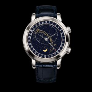 Celestial Blue Dial Platinum Finish Elegant Watch