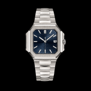 Blue Grey Sunburst Dial White Metal Luxury Watch