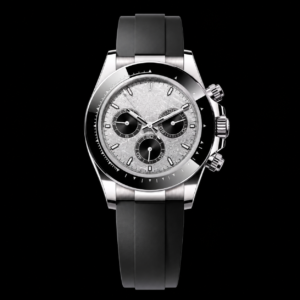 Luxury Chronograph Watch White Gold Finish Meteorite Dial 40mm