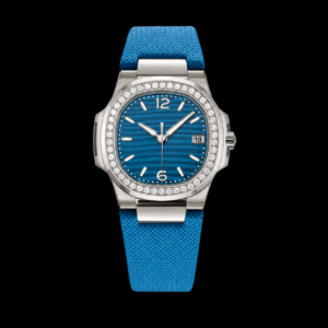 Azure Blue Dial Diamond Style White Metal Watch
