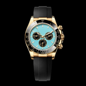 Sport Chronograph Watch Turquoise Dial Yellow Gold 40mm