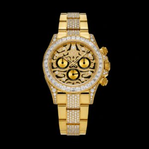 Luxury Chronograph Watch Tiger Dial Yellow Gold Diamond Bezel 40mm