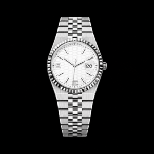 Elegant Dress Watch Steel and White Gold Finish Honeycomb Dial 36mm