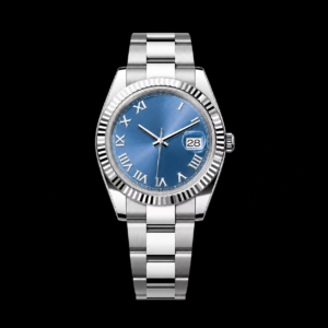 Classic Dress Watch Steel White Gold Azzurro Blue Dial 41mm Chronometer
