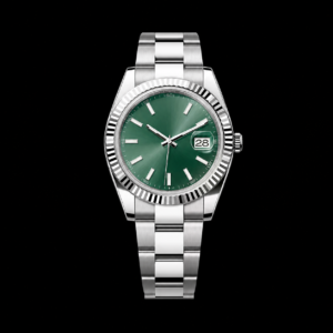 Classic Dress Watch Steel and White Gold Finish Mint Green Dial 41mm