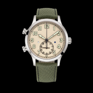 Beige Dial Aviator Style White Metal Watch