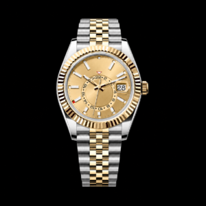 Sky Classic Dual Tone Watch Champagne Dial Steel Gold 42mm